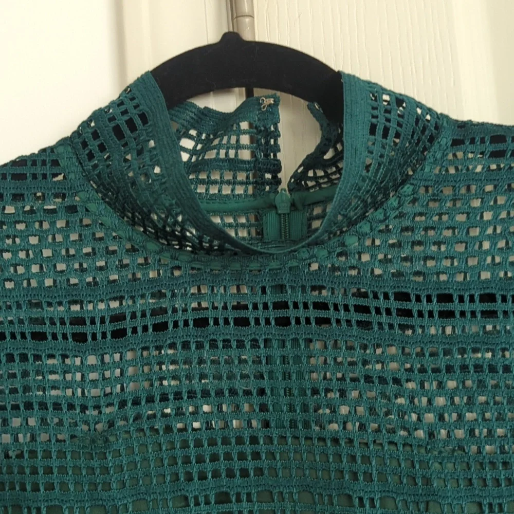 Dark green mesh pattern dress Large - Picture 5 of 8